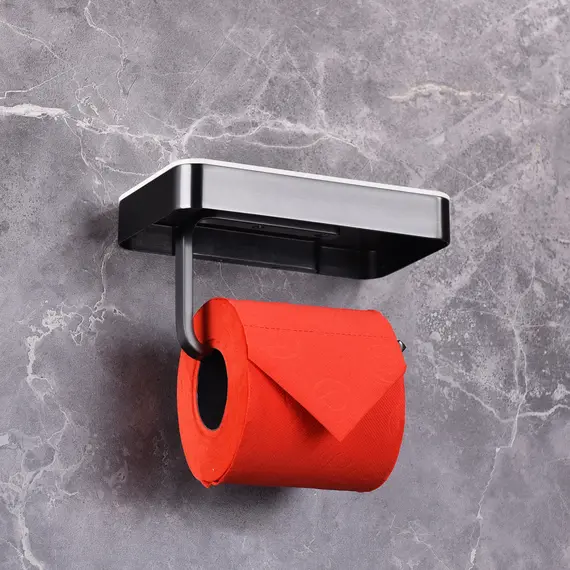 Бумагодержатель с полкой для телефона ABBER Westen AA1730B черный матовый