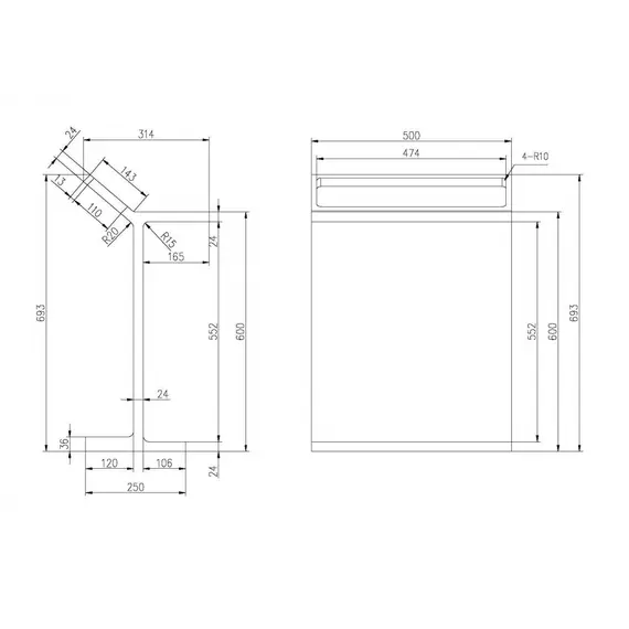 Столик для ванной комнаты ABBER Stein AS1637MB с полотенцедержателем, черный матовый