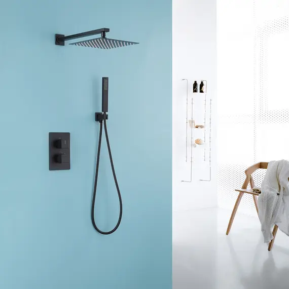 Душевая система ABBER Daheim AF8251B скрытого монтажа без излива, термостат, черная матовая