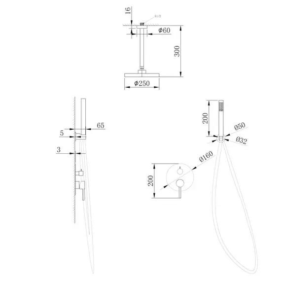 Душевая система ABBER Emotion AF8821 скрытого монтажа без излива, хром