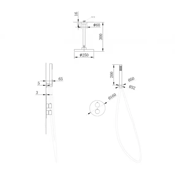 Душевая система ABBER Wasser Kreis AF8121 скрытого монтажа без излива, хром