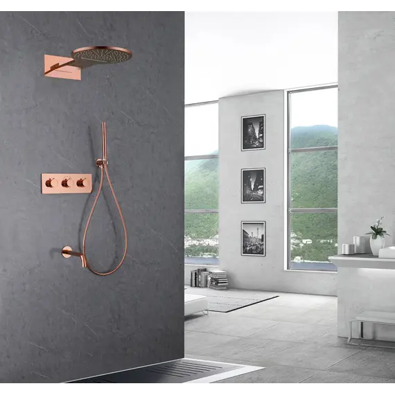 Душевая система ABBER Wasser Kreis AF8150RG скрытого монтажа с изливом, термостат, розовое золото