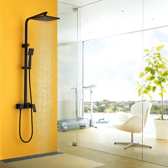 Душевая стойка ABBER Daheim AF8220B без излива, черная матовая (в.125)