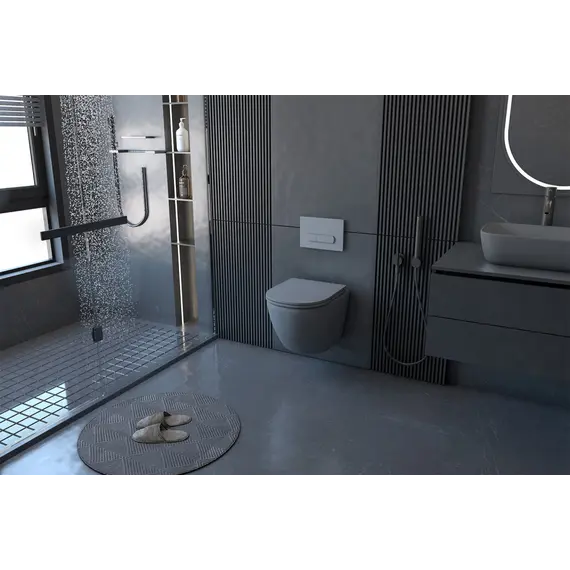 Унитаз ABBER Bequem AC1101MG подвесной серый матовый, безободковый