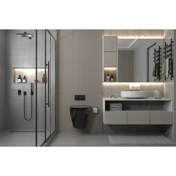 Унитаз ABBER Bequem AC1102MB подвесной черный матовый, безободковый