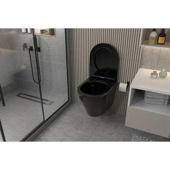 Унитаз ABBER Bequem AC1102MB подвесной черный матовый, безободковый