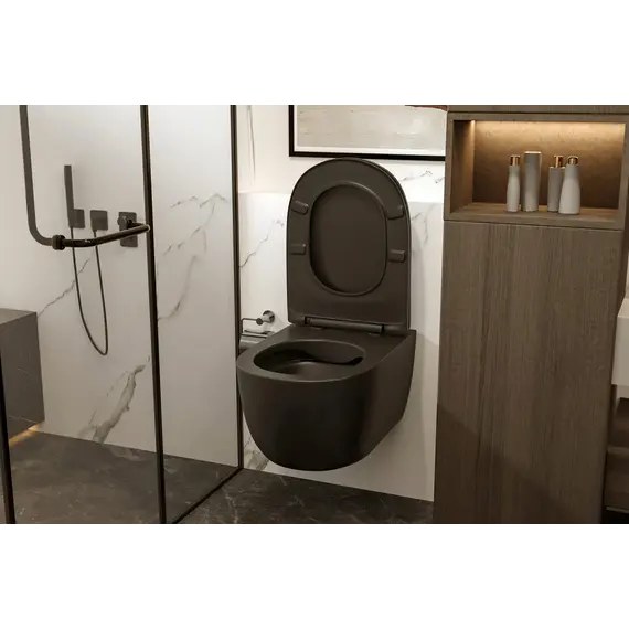 Унитаз ABBER Bequem AC1104MB подвесной черный матовый, безободковый