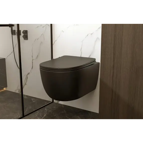 Унитаз ABBER Bequem AC1104MB подвесной черный матовый, безободковый