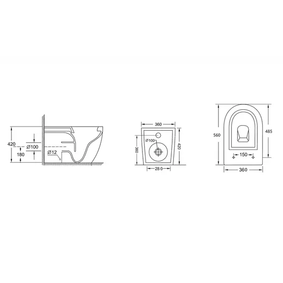 Унитаз ABBER Bequem AC1111 приставной белый, безободковый