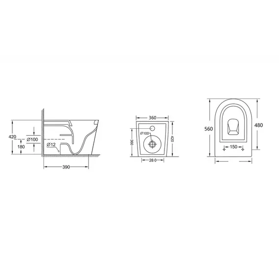 Унитаз ABBER Bequem AC1113 приставной белый, безободковый