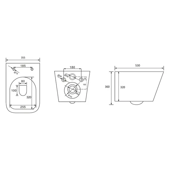 Унитаз ABBER Rechteck AC1201 подвесной белый, безободковый