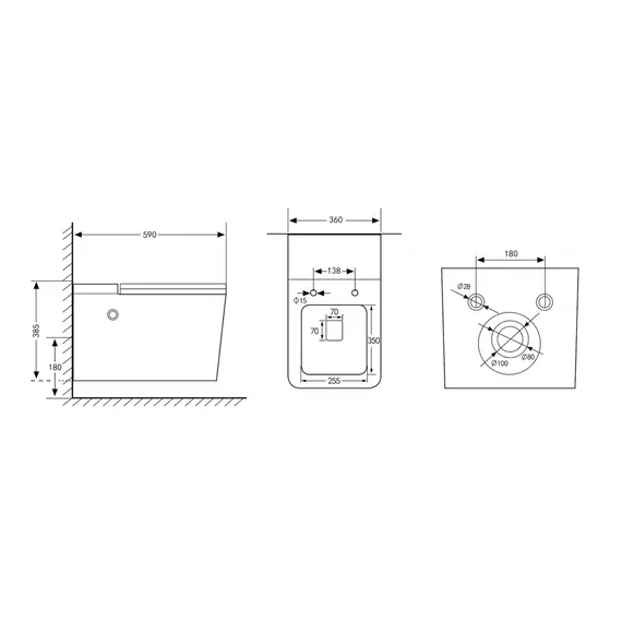 Унитаз ABBER Rechteck AC1202P подвесной белый с импульсным смывом