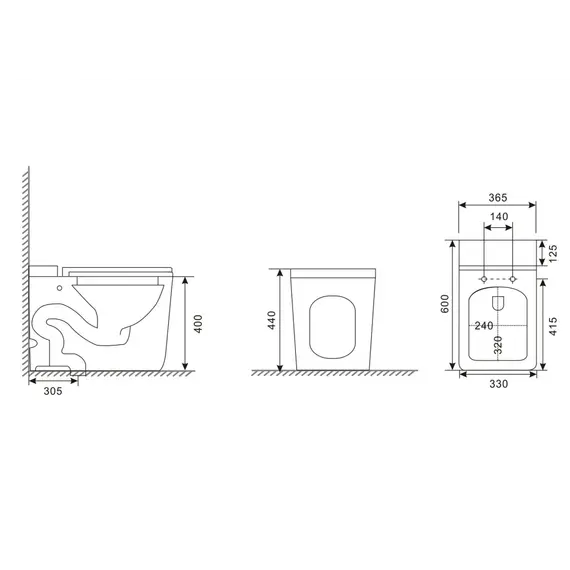 Унитаз ABBER Rechteck AC1212P приставной белый с импульсным смывом