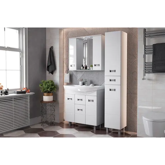 Шкаф-зеркало Балтика 80 белый, с подсветкой