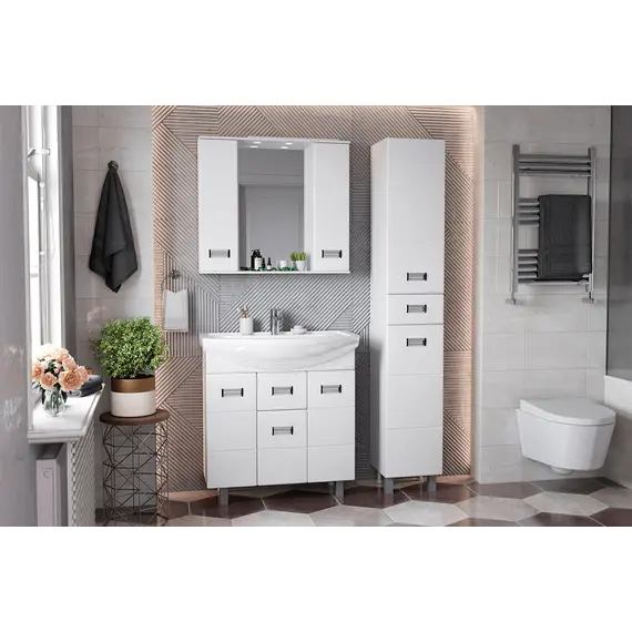 Шкаф-зеркало Балтика 80 белый, с подсветкой