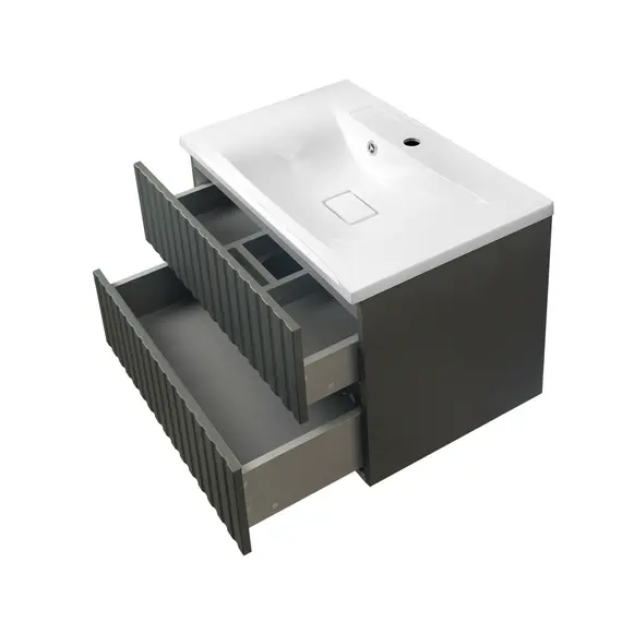Тумба подвесная ACWEN Элеганс  грей софт с раковиной Комфорт 70