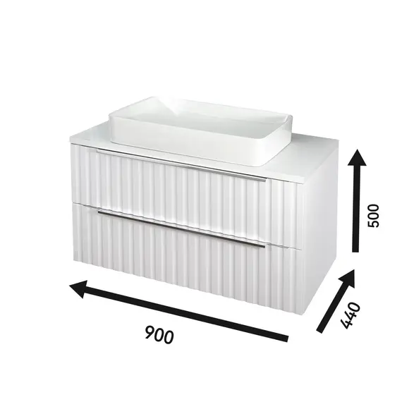 Тумба подвесная ACWEN ГРАЦИЯ 90 , со столешницей, без раковины, белая матовая