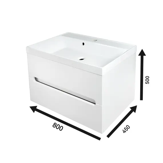 Тумба подвесная ACWEN TORNO  белая матовая с раковиной