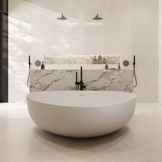 Ванна из искусственного камня ABBER Stein AS9608 белая матовая 180*130