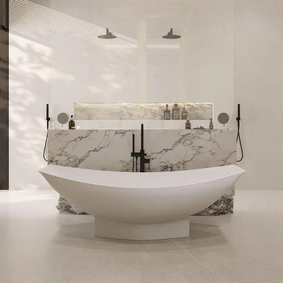 Ванна из искусственного камня ABBER Stein AS9610 белая матовая 180*80