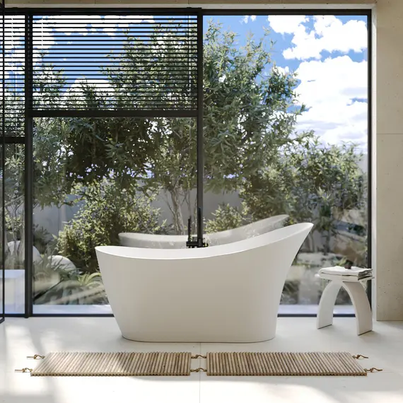 Ванна из искусственного камня ABBER Stein AS9618 белая матовая 170*75