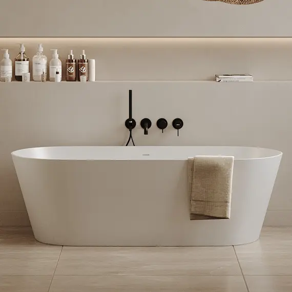 Ванна из искусственного камня ABBER Stein AS9622 белая матовая 165*70