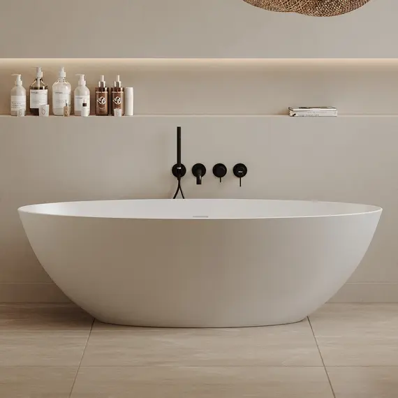 Ванна из искусственного камня ABBER Stein AS9625  белая матовая