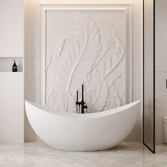 Ванна из искусственного камня ABBER Stein AS9633 белая матовая 180*80