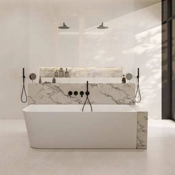 Ванна из искусственного камня ABBER Stein AS9621-1.7 L/R белая матовая 170х75