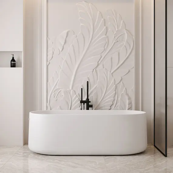 Ванна из искусственного камня ABBER Stein AS9607 белая матовая 170*75