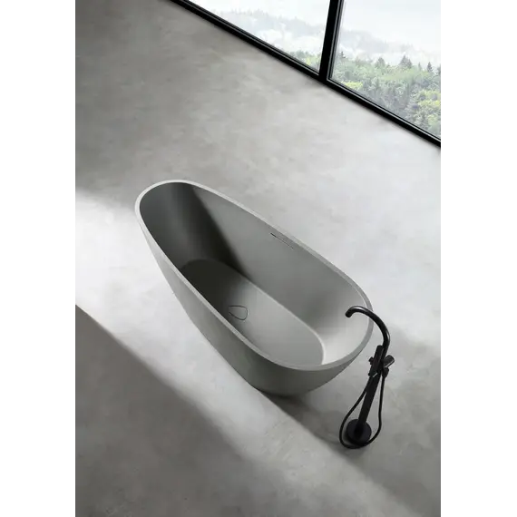 Ванна из искусственного камня ABBER Dortmund 170х75 светло-серая матовая