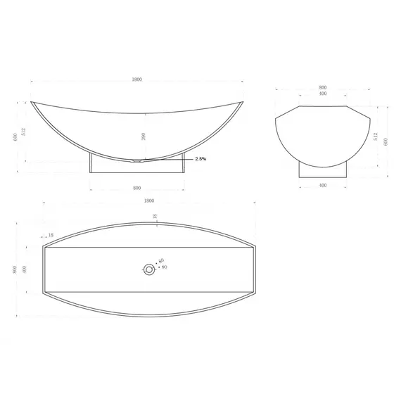 Ванна из искусственного камня ABBER Stein AS9610 белая матовая 180*80