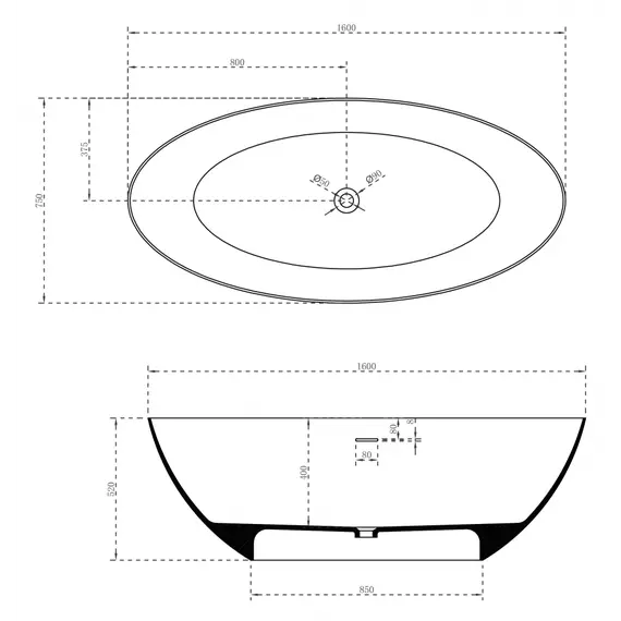 Ванна из искусственного камня ABBER Stein AS9625  белая матовая