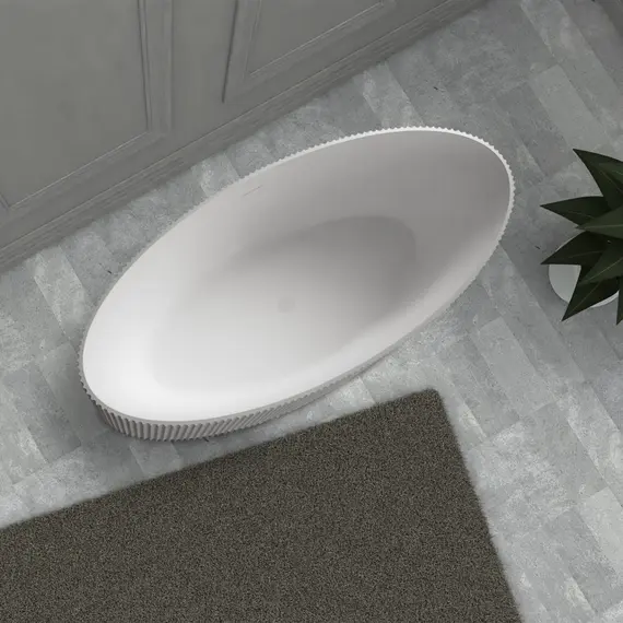 Ванна из искусственного камня ABBER Stein AS9627 белая матовая 180*85