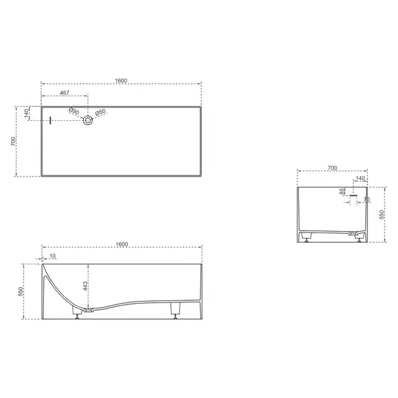 Ванна из искусственного камня ABBER Stein AS9640-1.5 белая матовая