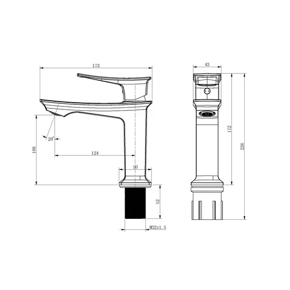 Смеситель для раковины ACWEN PE-11100MB черный матовый