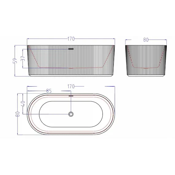 Ванна акриловая Esbano Tortuga  170х80х59