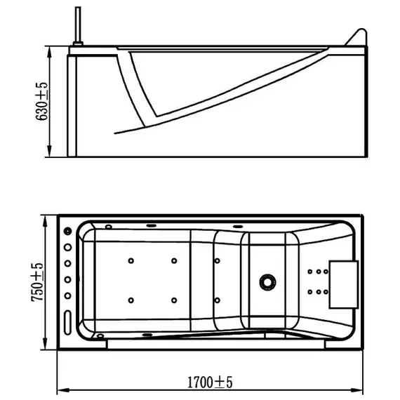 Акриловая гидромассажная ванна Orans BT-65108 L/R  170*75