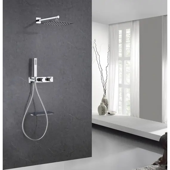 Душевая система ABBER Rund AF8750 скрытого монтажа с изливом, термостат, хром