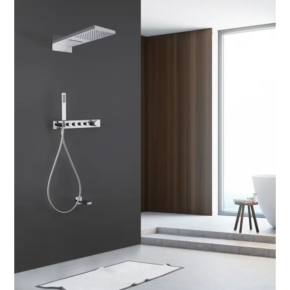 Душевая система ABBER Rund AF8753 скрытого монтажа с изливом, термостат, хром