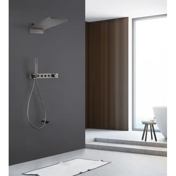 Душевая система ABBER Rund AF8753NG скрытого монтажа с изливом, термостат, никель