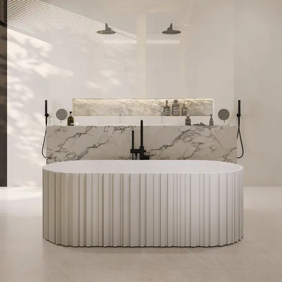 Ванна из искусственного камня ABBER Stein 170х75 белая матовая