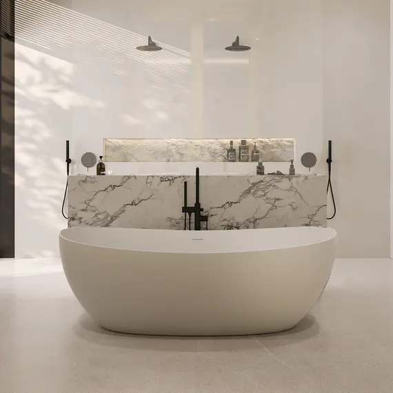 Ванна из искусственного камня ABBER Stein AS9615 белая матовая