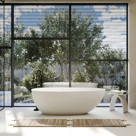 Ванна из искусственного камня ABBER Stein белая матовая