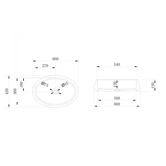 Раковина накладная ABBER Stein AS2605 белая матовая