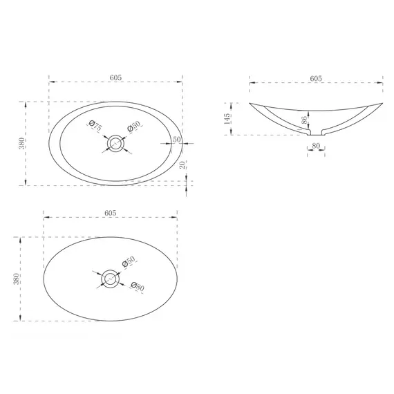 Раковина накладная ABBER Stein AS2606 белая матовая