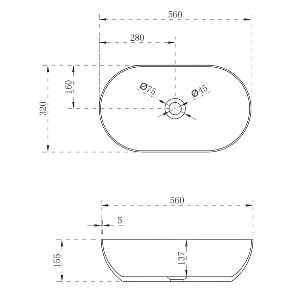 Раковина накладная ABBER Stein AS2611 белая матовая