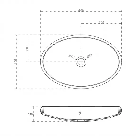 Раковина накладная ABBER Stein AS2614 белая матовая