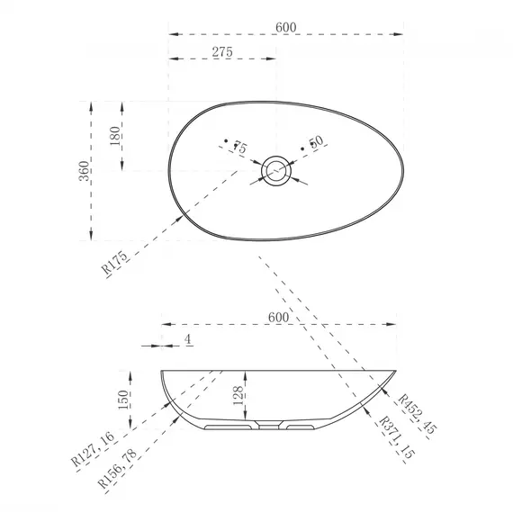 Раковина накладная ABBER Stein AS2615 белая матовая