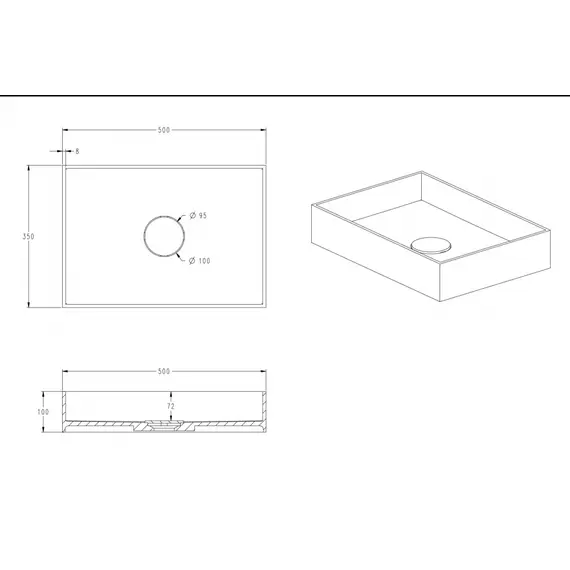 Раковина накладная ABBER Stein AS2621 белая матовая